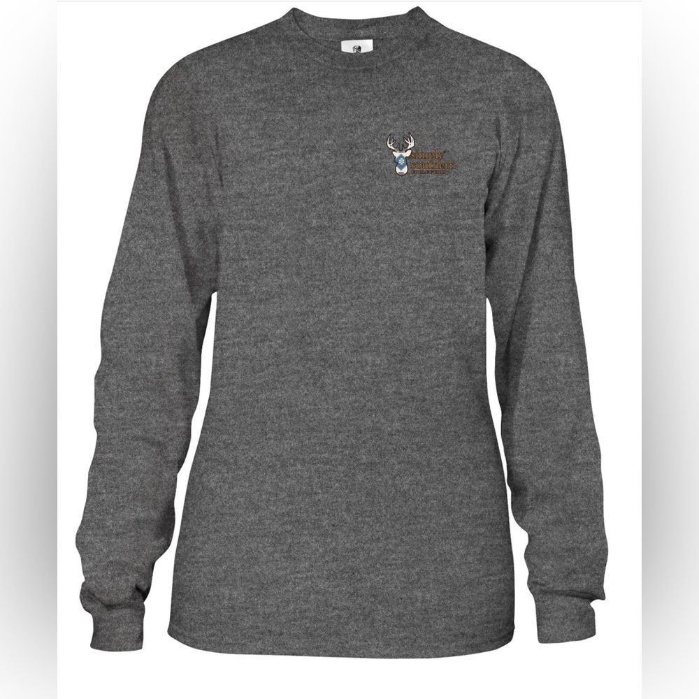 Simply Southern Hey Deer Gray Long-Sleeve Women's Crewneck Top Size L